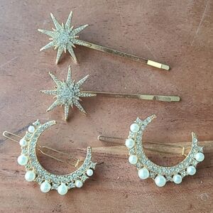 Anthropologie Moon Pearl Hair Clips